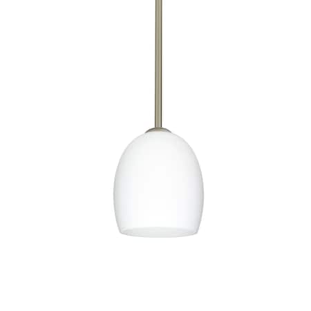 Besa Lighting Lucia Stem Pendant, Opal Matte, Satin Nickel Finish, 1x75W Incandescent 1TT-169707-SN